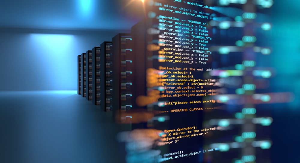Server,Room,3d,Illustration,With,Node,Base,Programming,Data,Design